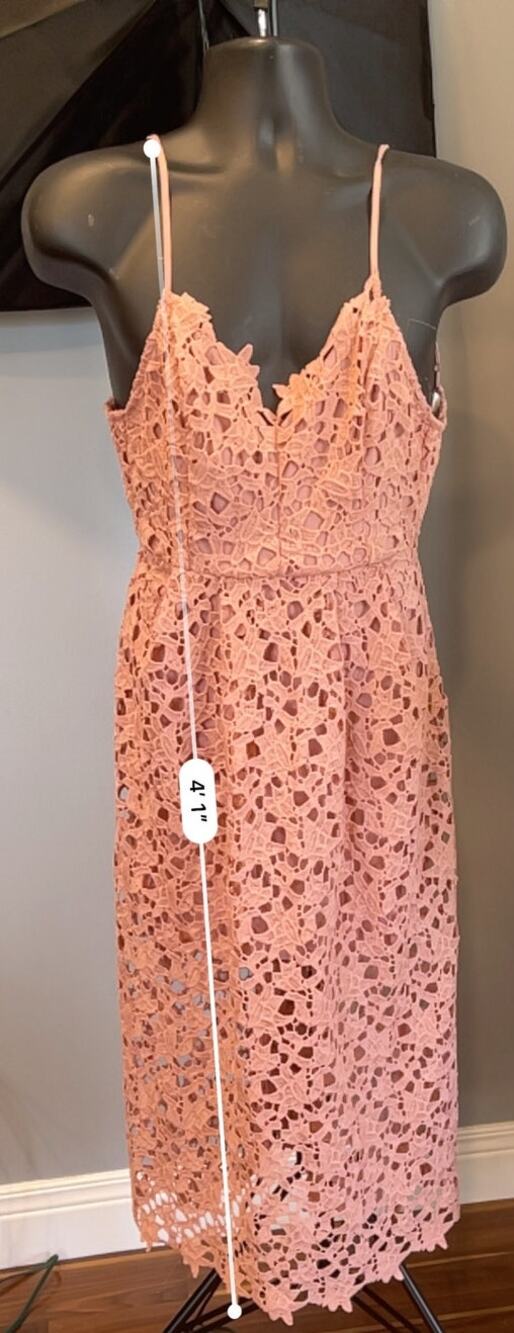 NWT Astr The Label Pink Lace Sleeveless V Neck Midi Cocktail Dress SMALL Mauve